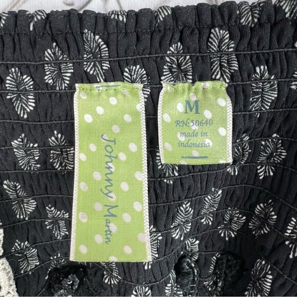 Johnny Martin dress smocked floral bustier style Black White Patterned Dress - Picture 6 of 9